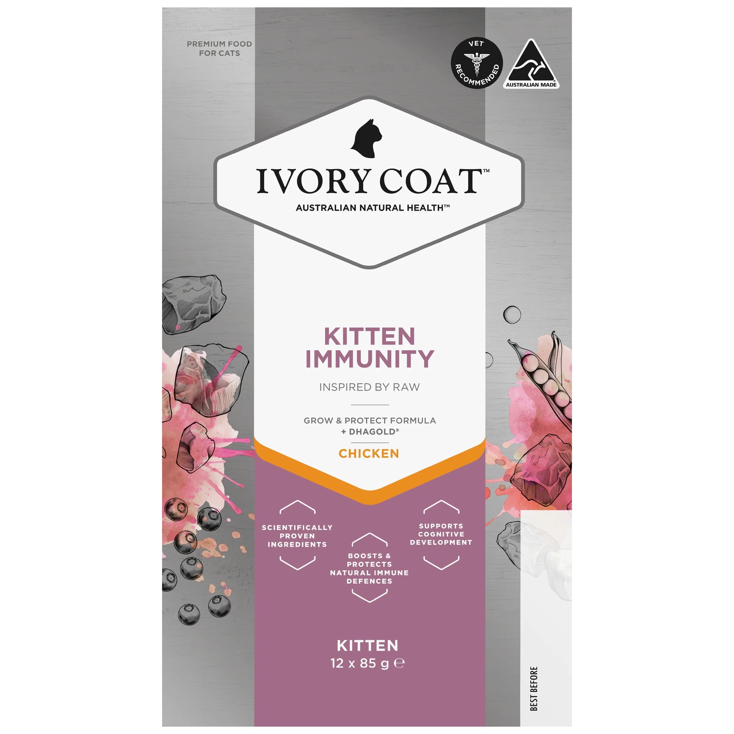Ivory Coat  Wet Food Trays  Kitten Immunity - 12 x 85g