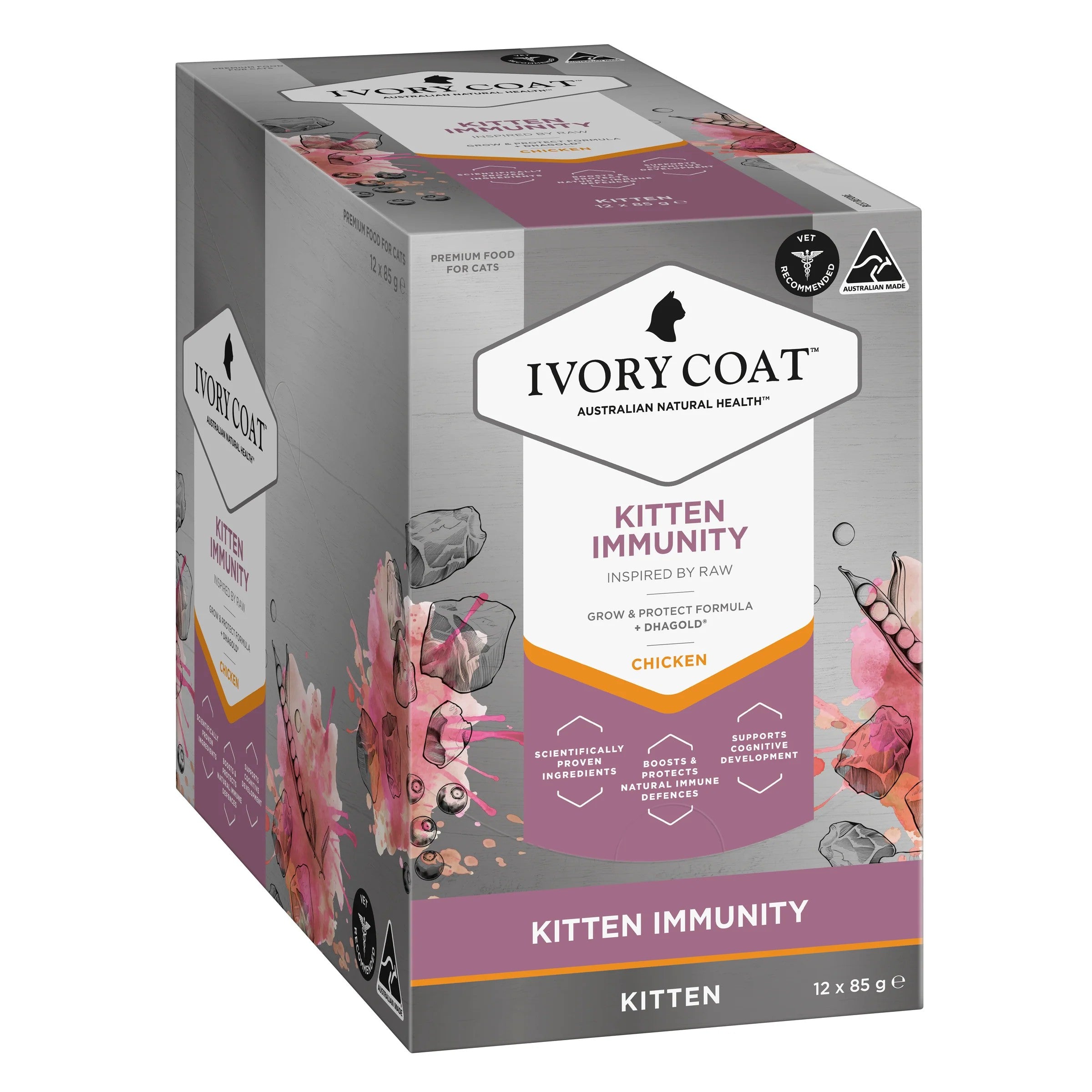 Ivory Coat  Wet Food Trays  Kitten Immunity - 12 x 85g