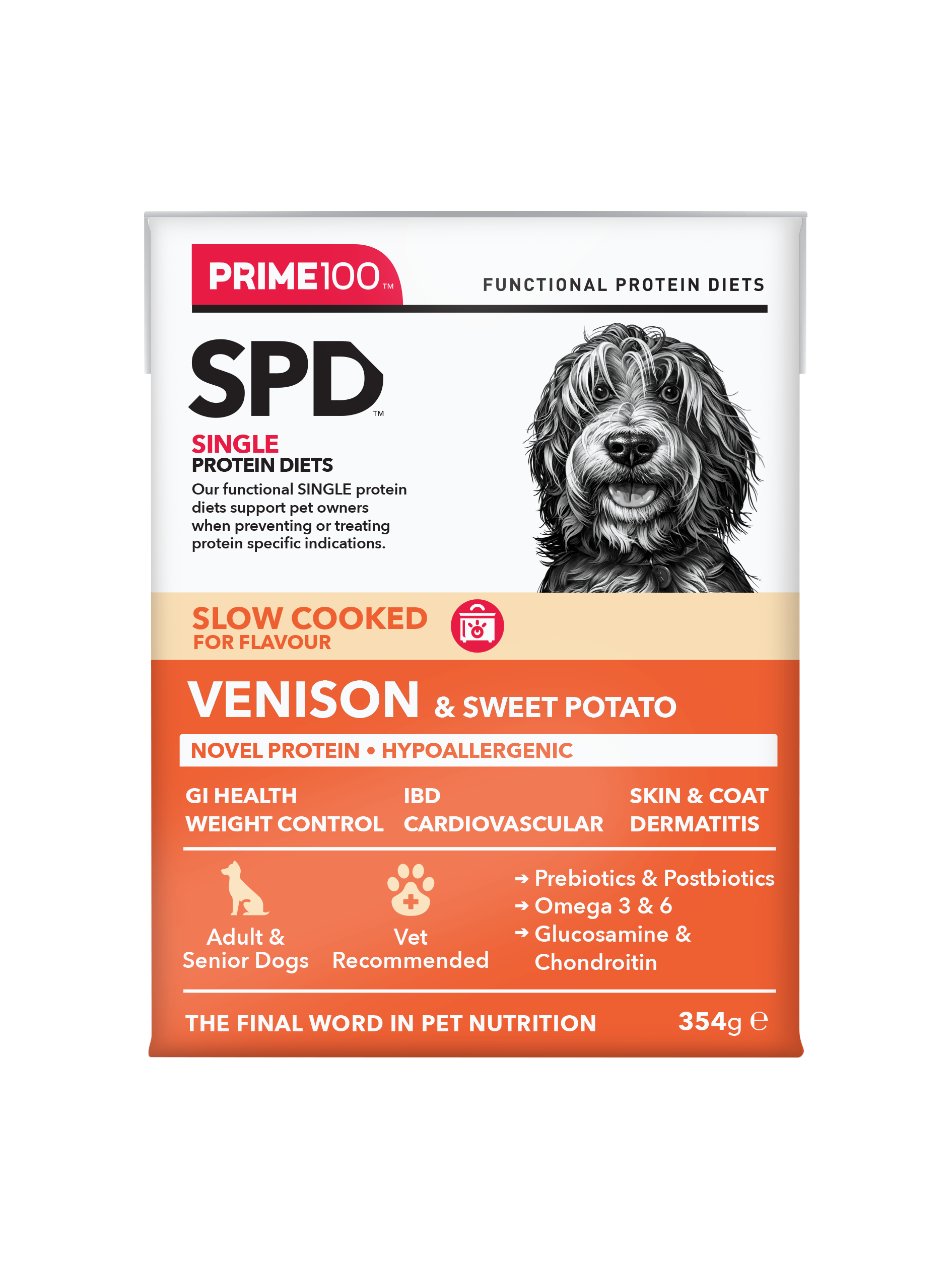 Prime100 - SPD Slow Cooked Venison & Sweet Potato - Tray of 12 x 354g