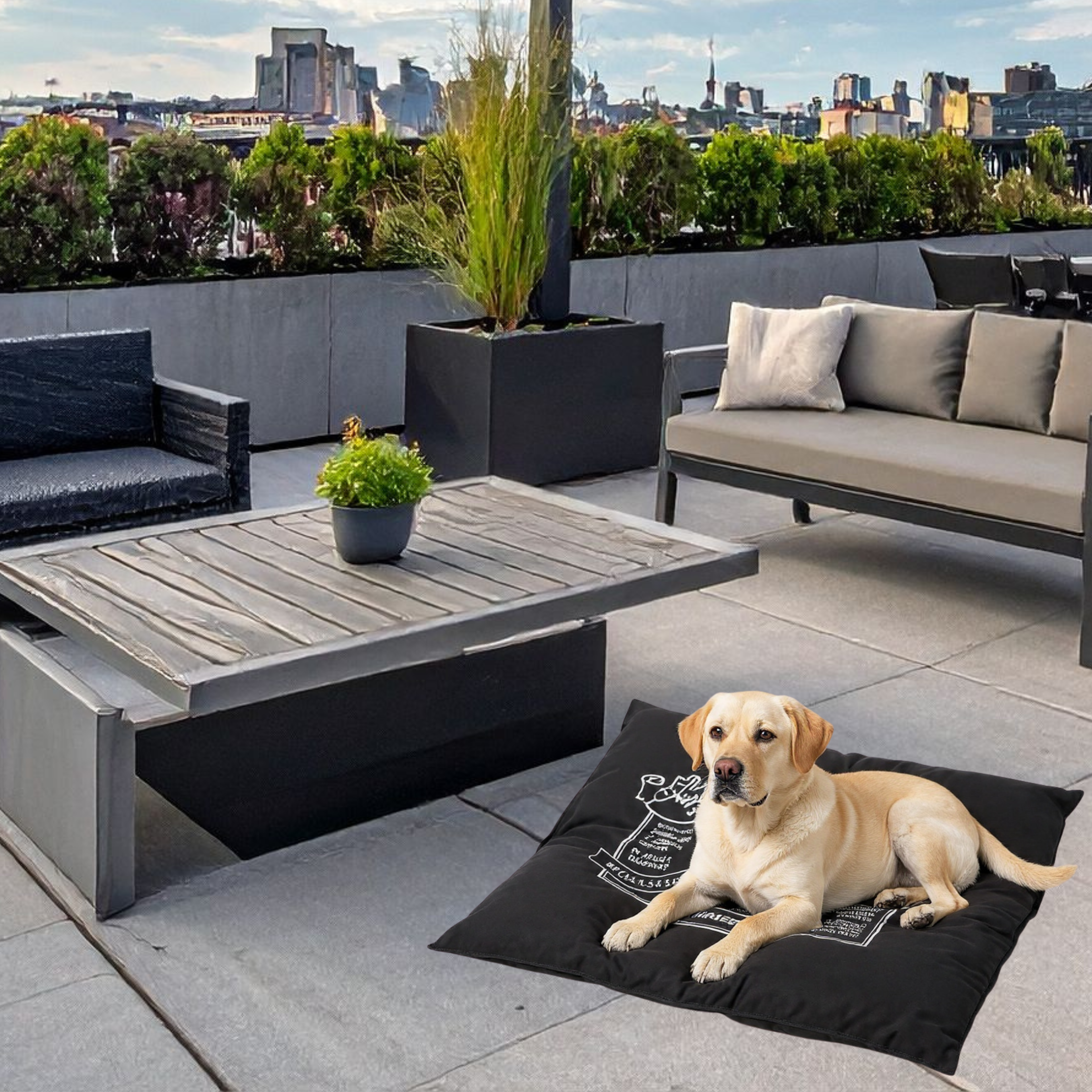 Snooza - Organic Pet Futon Blue/Charcoal/Fern