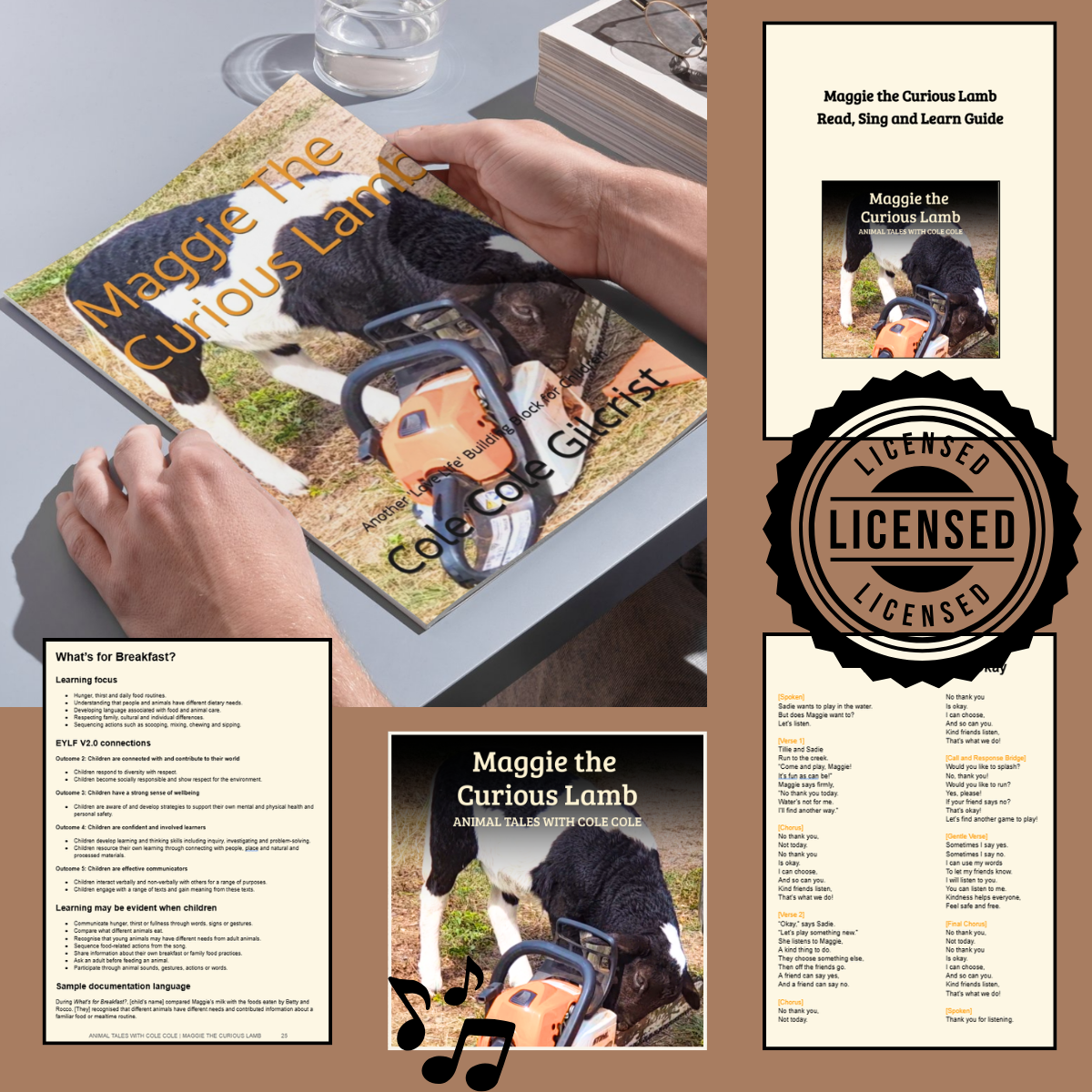 Maggie the Curious Lamb – Paperback Book, Songs & Educator Guide | Single-Service Licence